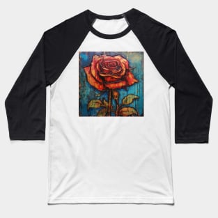 Offset Tiled Art Brut Orange Rose Pattern Baseball T-Shirt